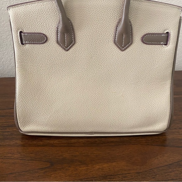 Structured Colorblock Brown Etoupe 30 BK Lock Key Satchel Bag Crossbody C6-1/CT - Picture 4 of 13
